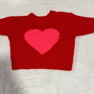 Cat & Jack Red Sweater with Pink Heart